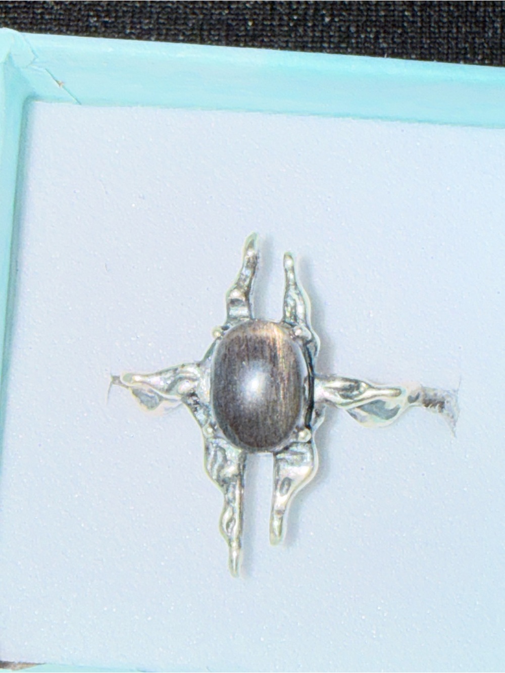 925 Sterling Silver authentic heliolite adjustable Ring
